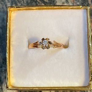 Vintage Diamond Russian Engagement Ring